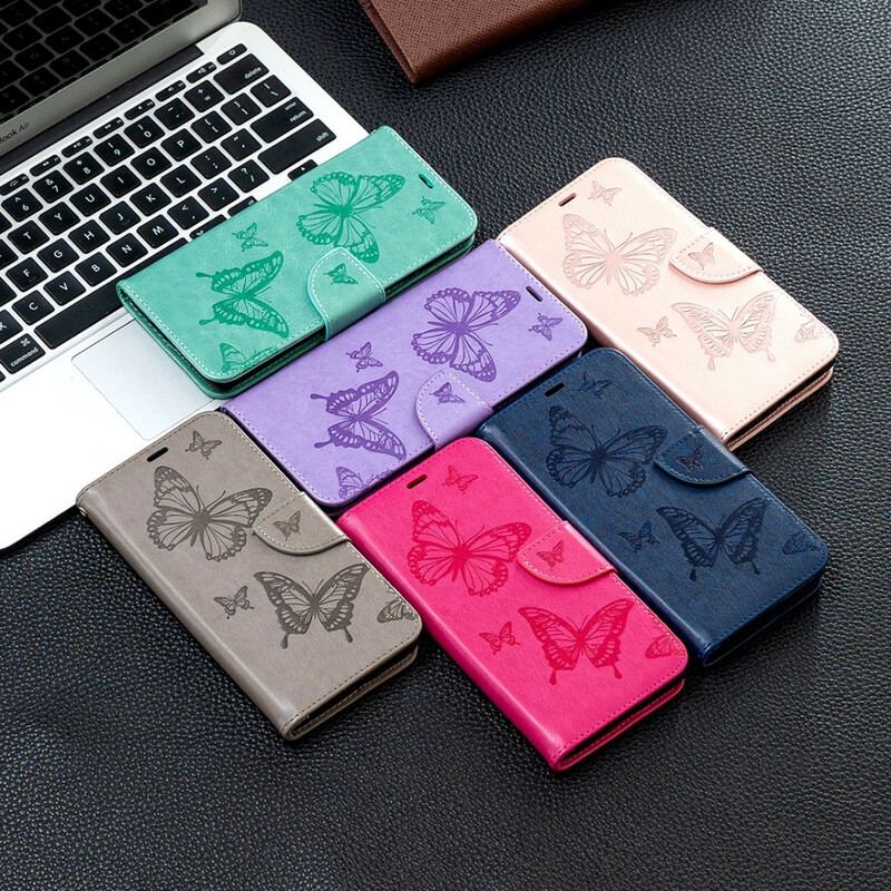 Housse Xiaomi Poco X3 / X3 Pro / X3 NFC Papillons Imprimés à Lanière