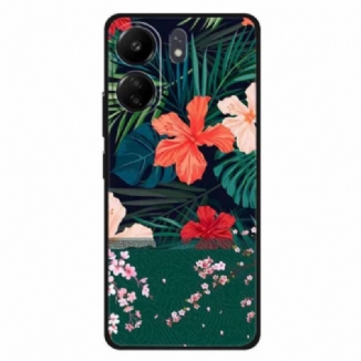 Coque Xiaomi Redmi 13C / Poco C65 Mur de Feuilles et de Fleurs