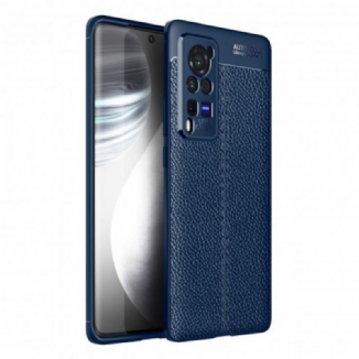Coque Vivo X60 Pro Effet Cuir Litchi Double Line