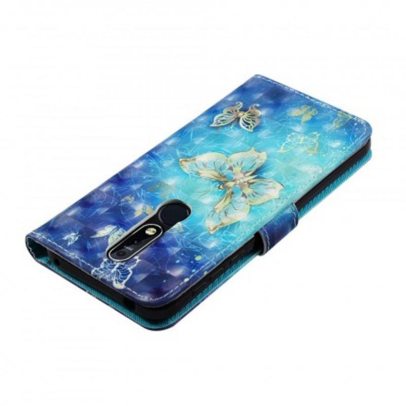 Housse Nokia 7.1 Papillons Dorés
