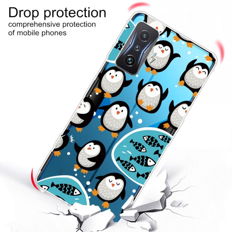 Coque Poco F4 GT Transparente Pingouins
