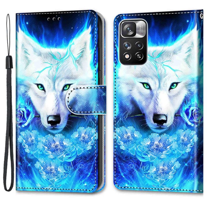Housse Xiaomi Redmi Note 11 Pro Plus 5G Loup à Lanière