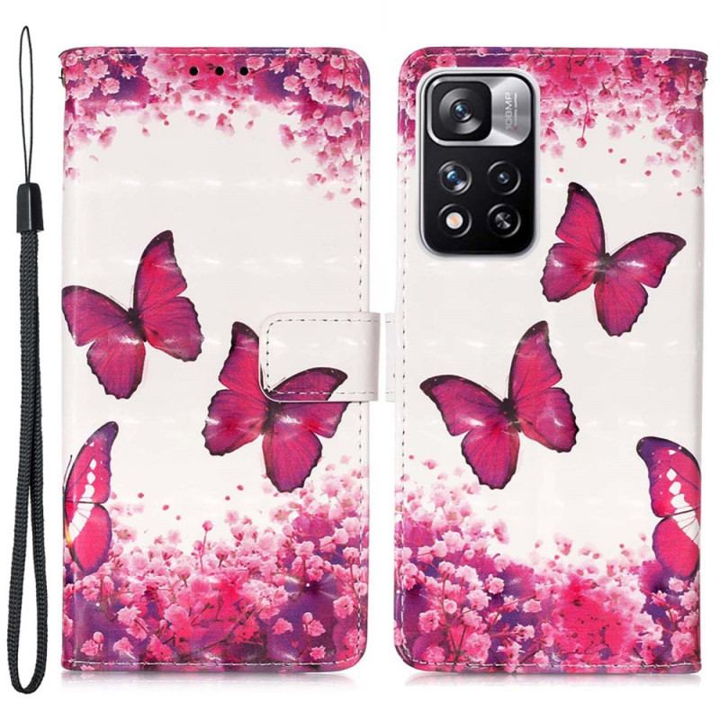 Housse Xiaomi Redmi Note 11 Pro Plus 5G Papillons Rouges