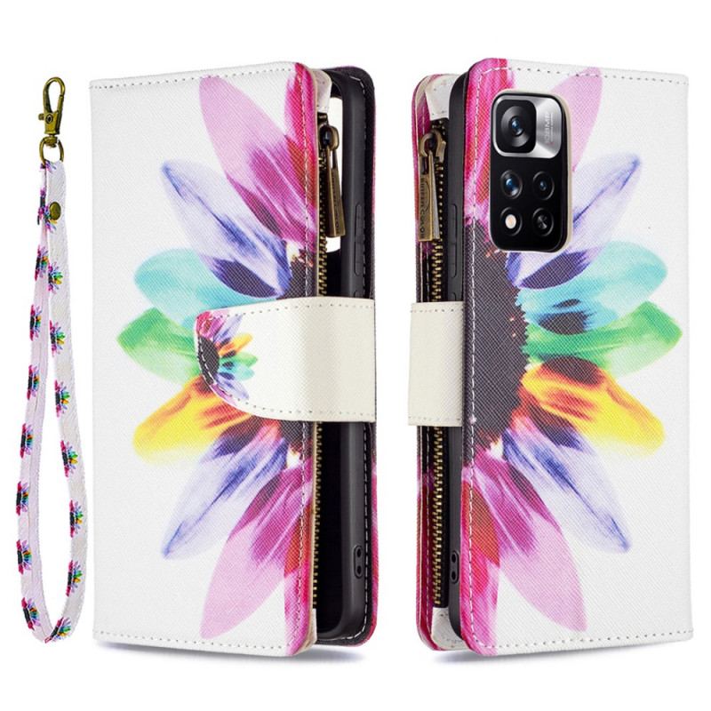 Housse Xiaomi Redmi Note 11 Pro Plus 5G Poche Zippée Fleur