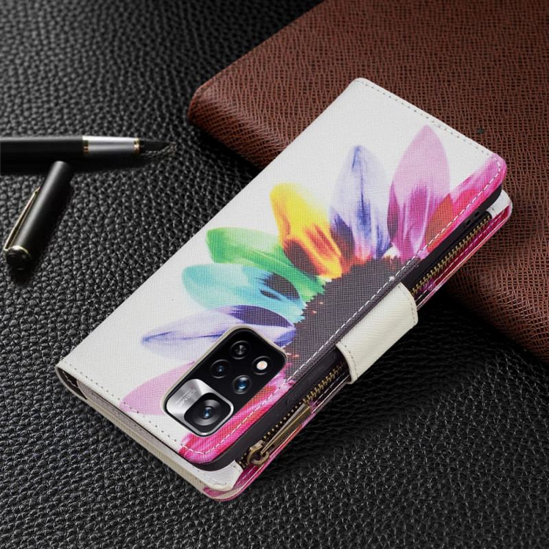 Housse Xiaomi Redmi Note 11 Pro Plus 5G Poche Zippée Fleur