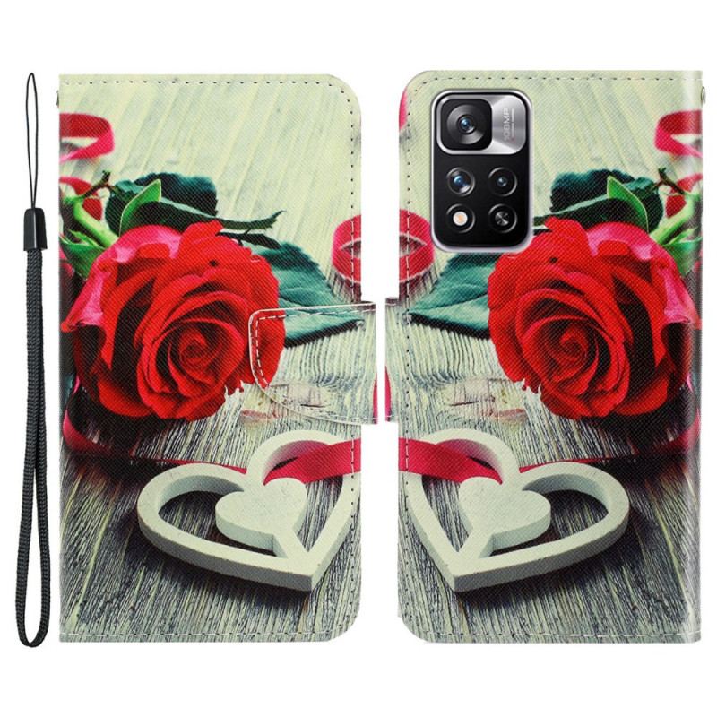 Housse Xiaomi Redmi Note 11 Pro Plus 5G Rose Romantique à Lanière