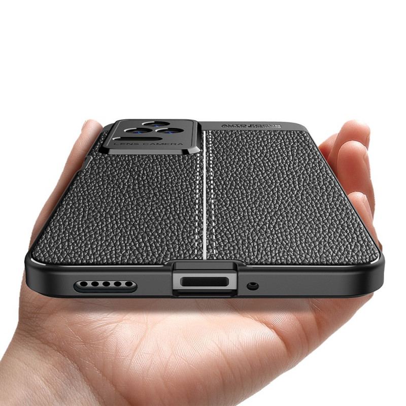 Coque Poco F4 Effet Cuir Litchi Double Line