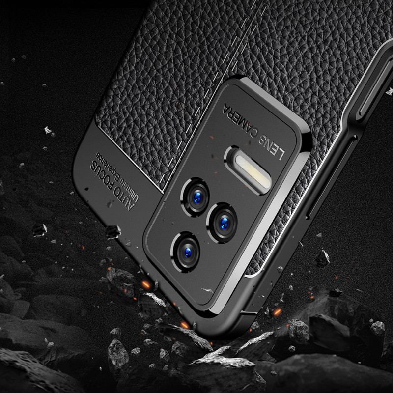Coque Poco F4 Effet Cuir Litchi Double Line