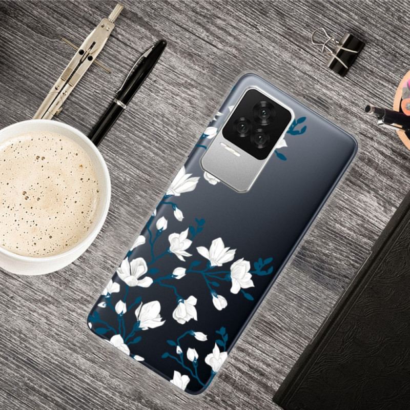 Coque Poco F4 Fleurs Blanches