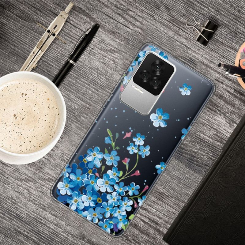 Coque Poco F4 Fleurs Bleues