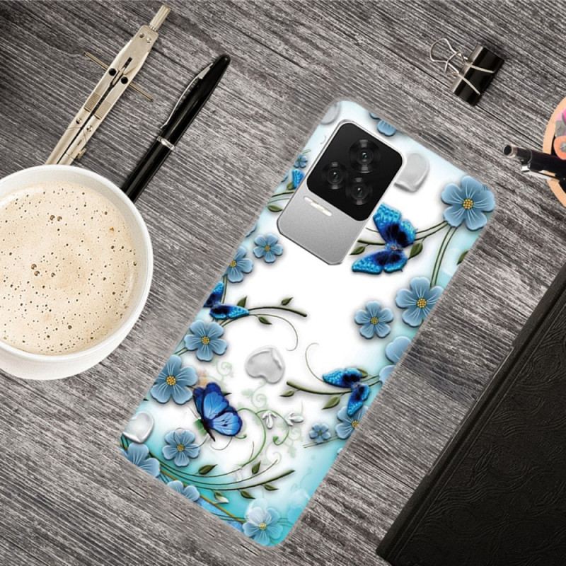 Coque Poco F4 Fleurs et Papillons