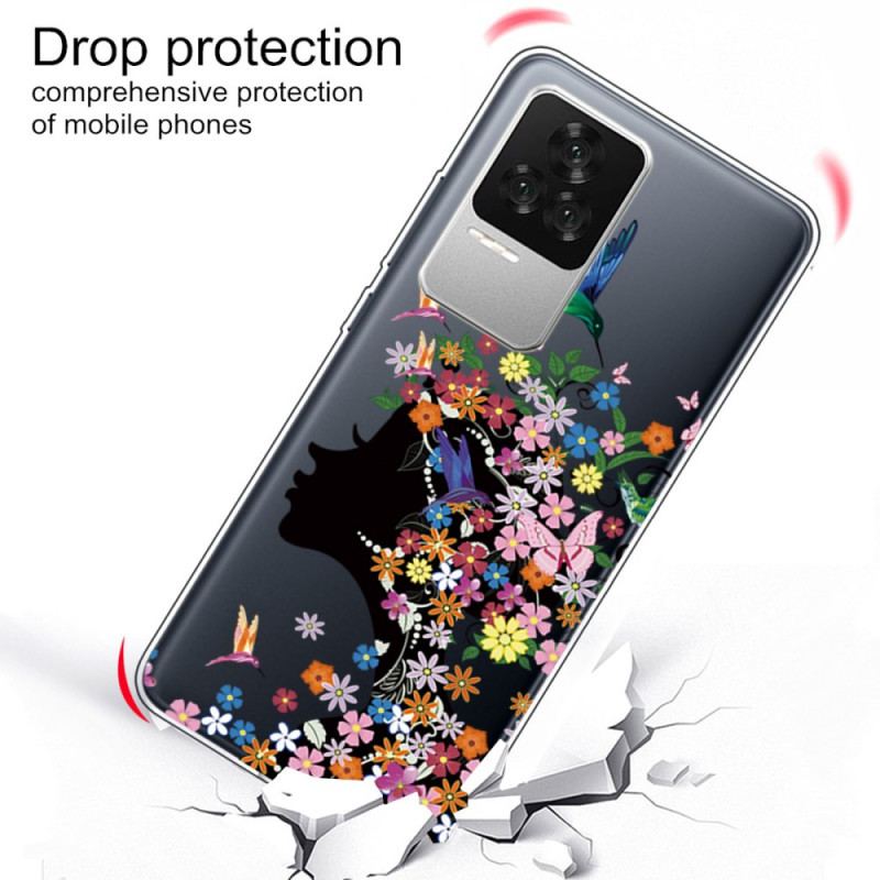Coque Poco F4 Jolie Tête Fleurie
