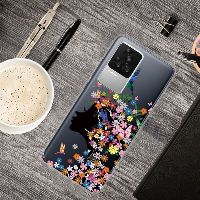 Coque Poco F4 Jolie Tête Fleurie