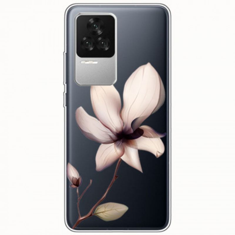 Coque Poco F4 Transparente Fleur Rose
