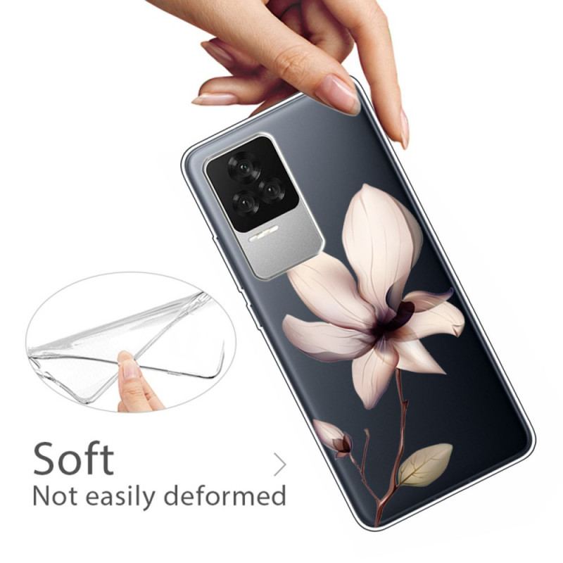 Coque Poco F4 Transparente Fleur Rose