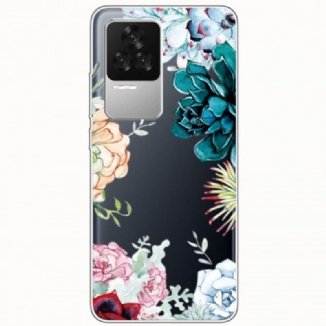 Coque Poco F4 Transparente Fleurs