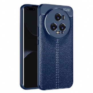 Coque Honor Magic 5 Pro Effet Cuir Litchi Double Line