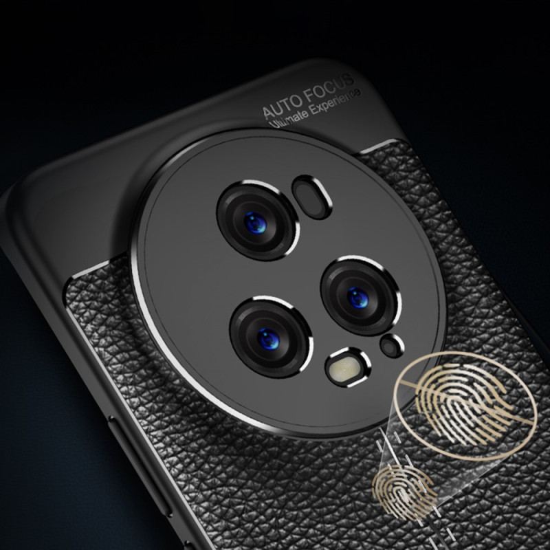 Coque Honor Magic 5 Pro Effet Cuir Litchi Double Line