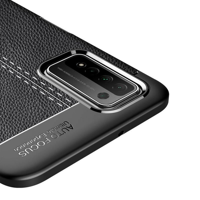 Coque Honor 10X Lite Effet Cuir Litchi Double Line