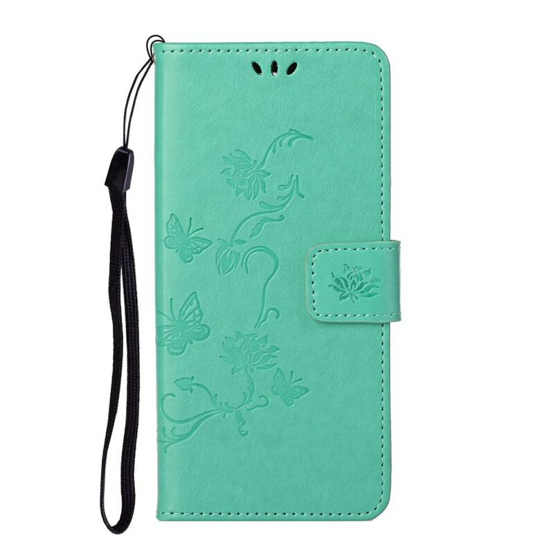 Housse Honor 10X Lite Papillons Et Fleurs À Lanière