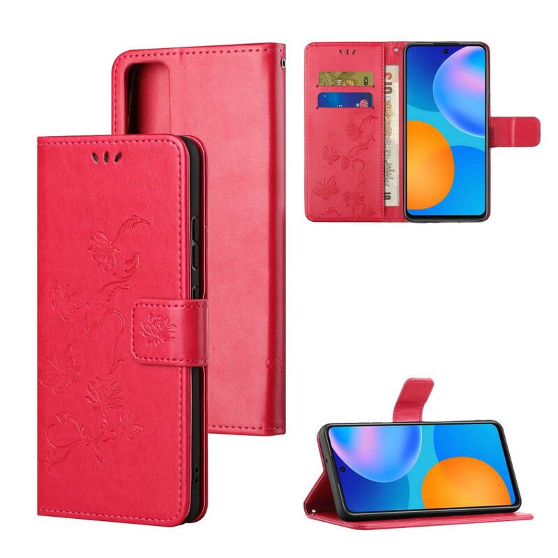 Housse Honor 10X Lite Papillons Et Fleurs À Lanière