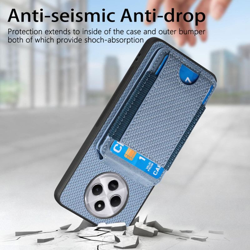 Coque Xiaomi Redmi 14C / Poco C75 Fibre Carbone Porte-Cartes et Support