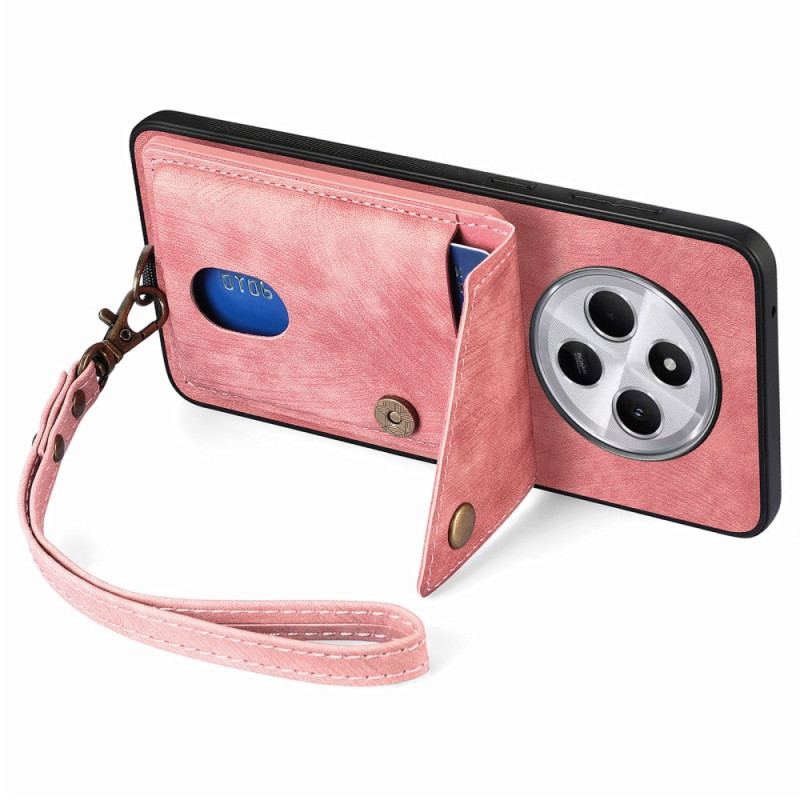 Coque Xiaomi Redmi 14C / Poco C75 Rétro Porte-Cartes et Support