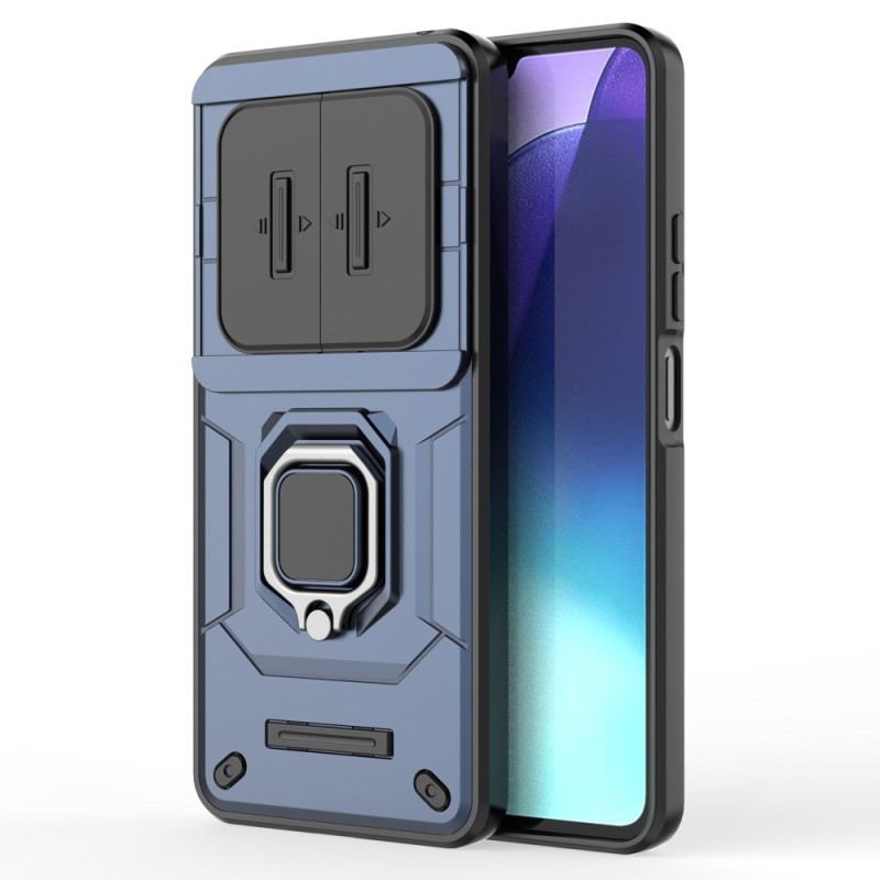Coque Xiaomi Redmi 14C / Poco C75 Ring Résistante avec Protecteur Objectif à Glissière
