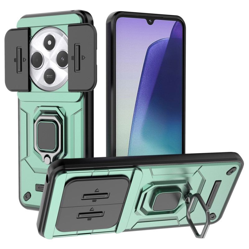 Coque Xiaomi Redmi 14C / Poco C75 Ring Résistante avec Protecteur Objectif à Glissière