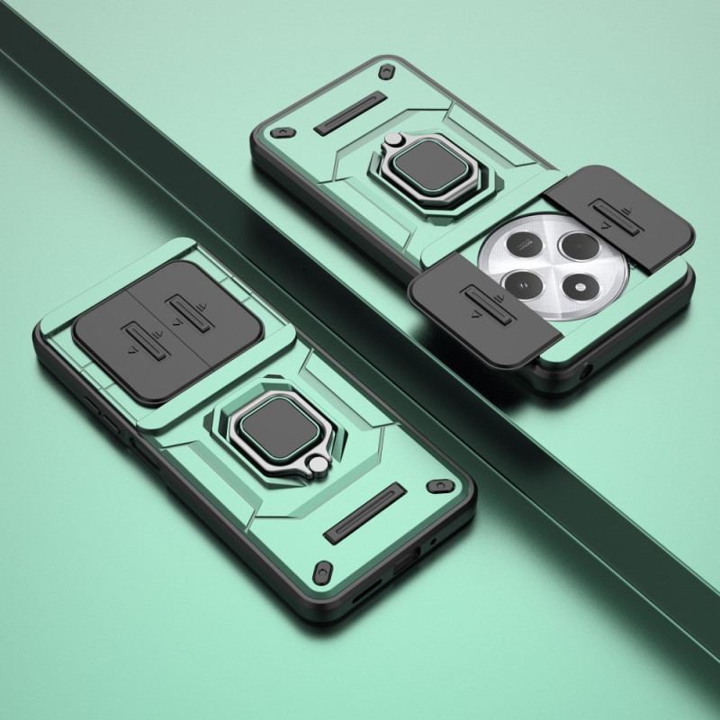 Coque Xiaomi Redmi 14C / Poco C75 Ring Résistante avec Protecteur Objectif à Glissière