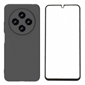 Coque Xiaomi Redmi 14C / Poco C75 Silicone Mat avec Protection Écran en Verre Trempé WANLONFENG