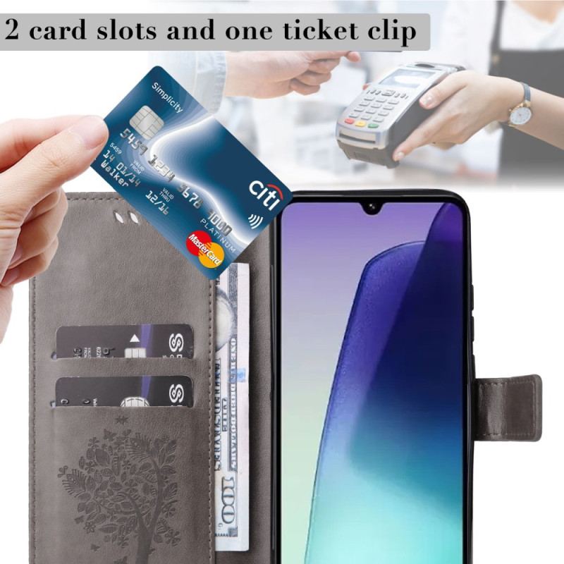 Housse Xiaomi Redmi 14C / Poco C75 Chat et Arbre à Lanière