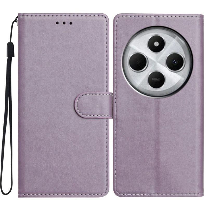 Housse Xiaomi Redmi 14C / Poco C75 Effet Cuir Uni avec Lanière