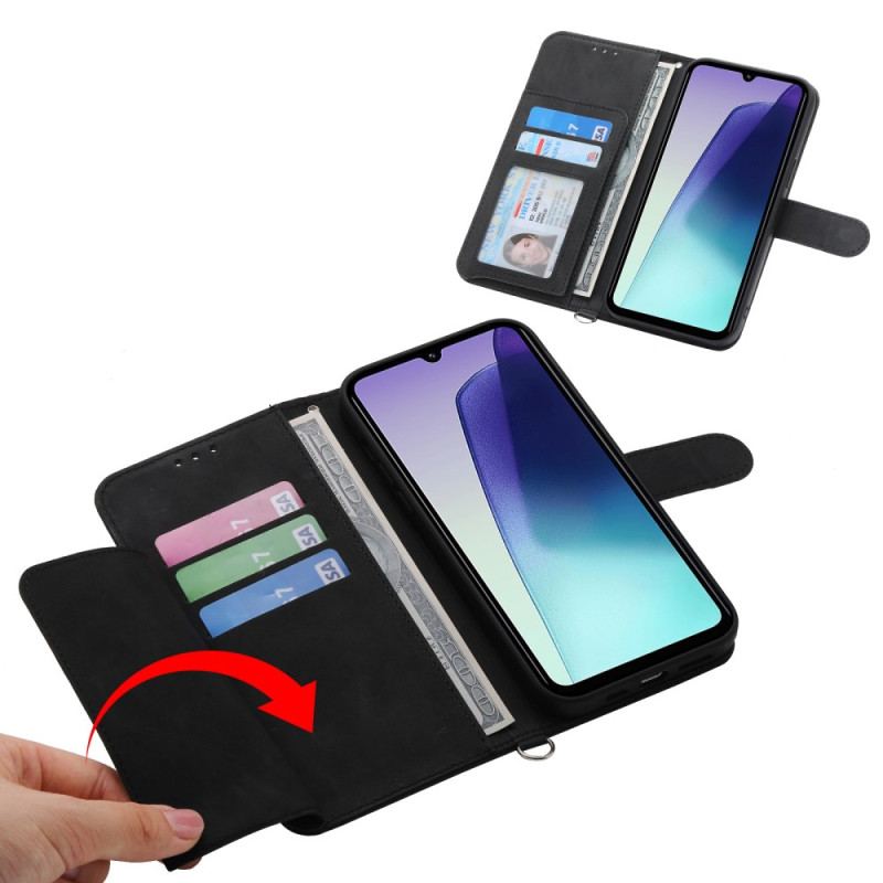 Housse Xiaomi Redmi 14C / Poco C75 Effet Daim Dentelle avec Lanière et Bandoulière