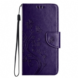 Housse Xiaomi Redmi 14C / Poco C75 Fleurs et Papillons avec Lanière