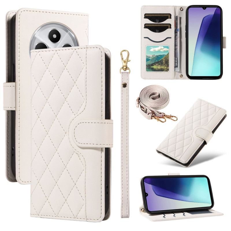 Housse Xiaomi Redmi 14C / Poco C75 Matelassée avec Bandoulière et Bracelet