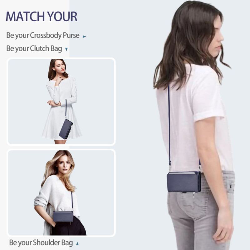 Housse Xiaomi Redmi 14C / Poco C75 Porte-Monnaie Lanière et Bandoulière