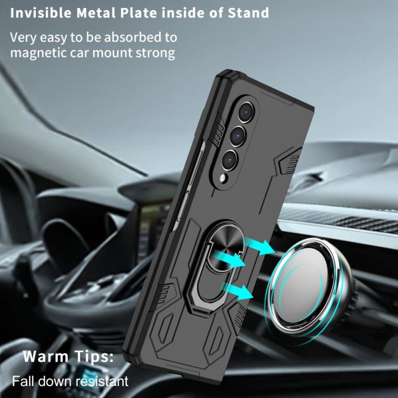 Coque Samsung Galaxy Z Fold 4 Bi-matière et Anneau Rotatif