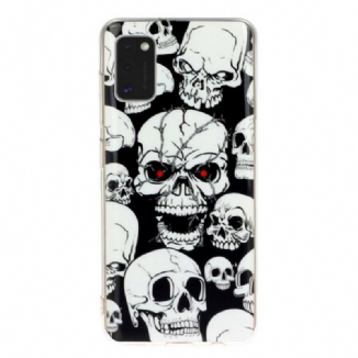 Coque Samsung Galaxy A41 Attention Têtes de Mort Fluorescente