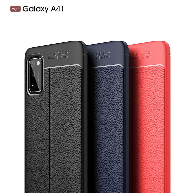 Coque Samsung Galaxy A41 Effet Cuir Litchi Double Line