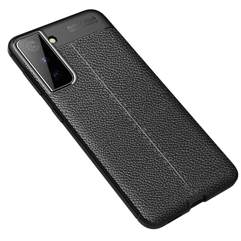 Coque Samsung Galaxy S21 5G Effet Cuir Litchi Double Line