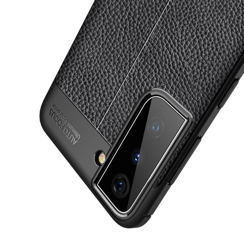Coque Samsung Galaxy S21 5G Effet Cuir Litchi Double Line