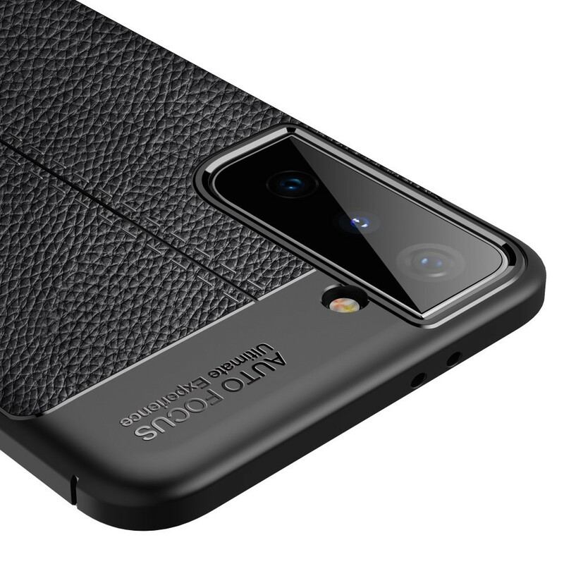 Coque Samsung Galaxy S21 5G Effet Cuir Litchi Double Line