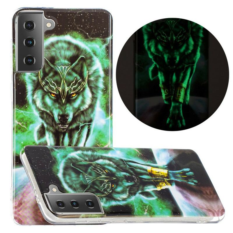 Coque Samsung Galaxy S21 5G Série Loup Fluorescente