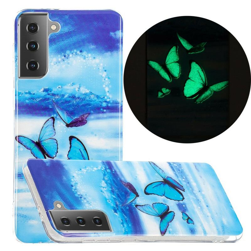 Coque Samsung Galaxy S21 5G Série Papillons Fluorescente