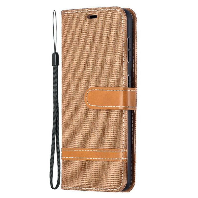 Housse Samsung Galaxy S21 5G Tissu et Effet Cuir à Lanière