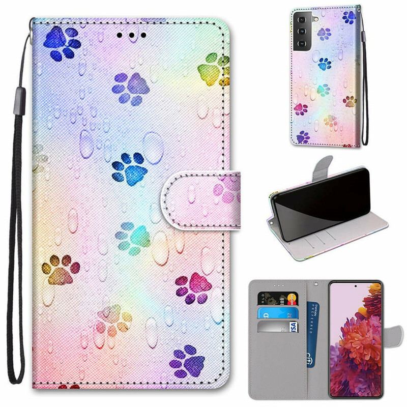 Housse Samsung Galaxy S21 5G Traces de Pas Sous la Pluie