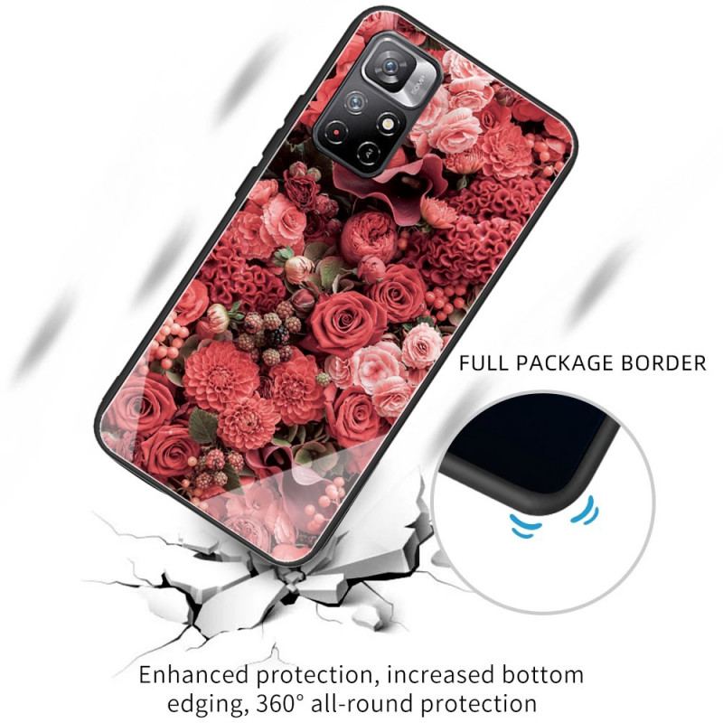 Coque Poco M4 Pro 5G Verre trempé Fleurs Roses
