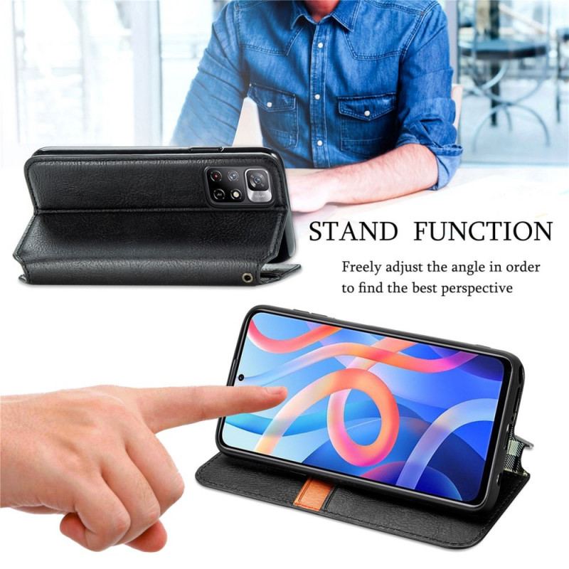 Flip Cover Poco M4 Pro 5G Effet Cuir Texture Diamant