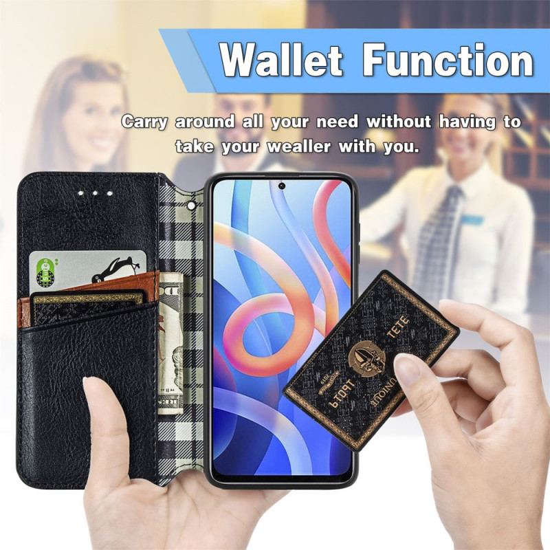 Flip Cover Poco M4 Pro 5G Effet Cuir Texture Diamant